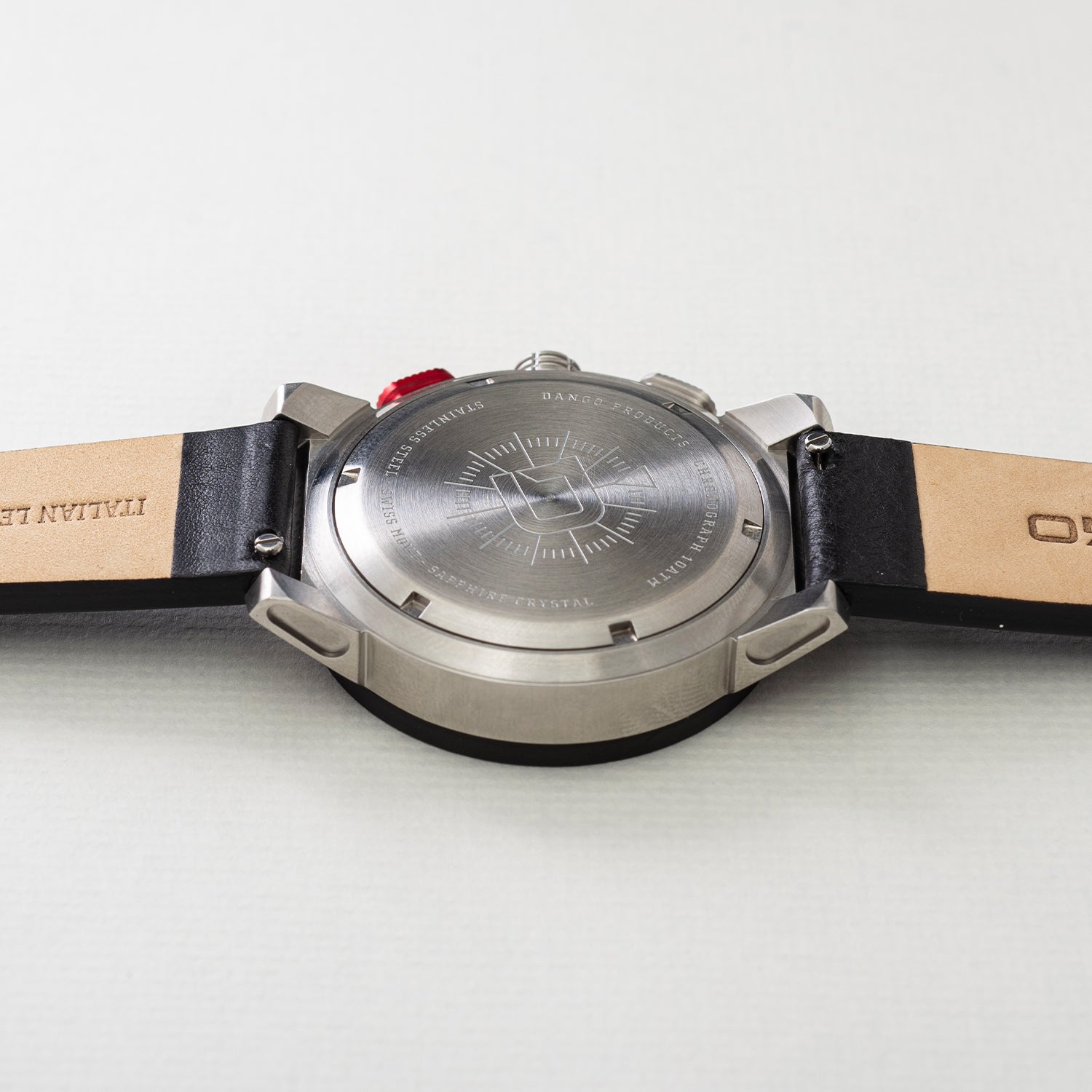 CR-01 - CHRONO WATCH WITH ITALIAN LEATHER STRAP - JET BLACK DangoProducts