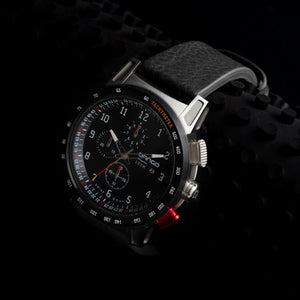 CR-01 - CHRONO WATCH WITH ITALIAN LEATHER STRAP - JET BLACK DangoProducts