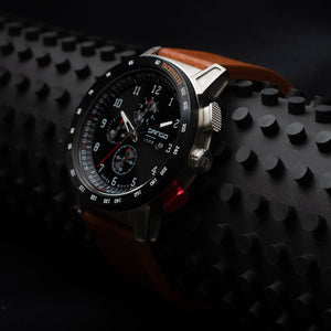 CR-01 - CHRONO WATCH WITH ITALIAN LEATHER STRAP - WHISKEY BROWN DangoProducts