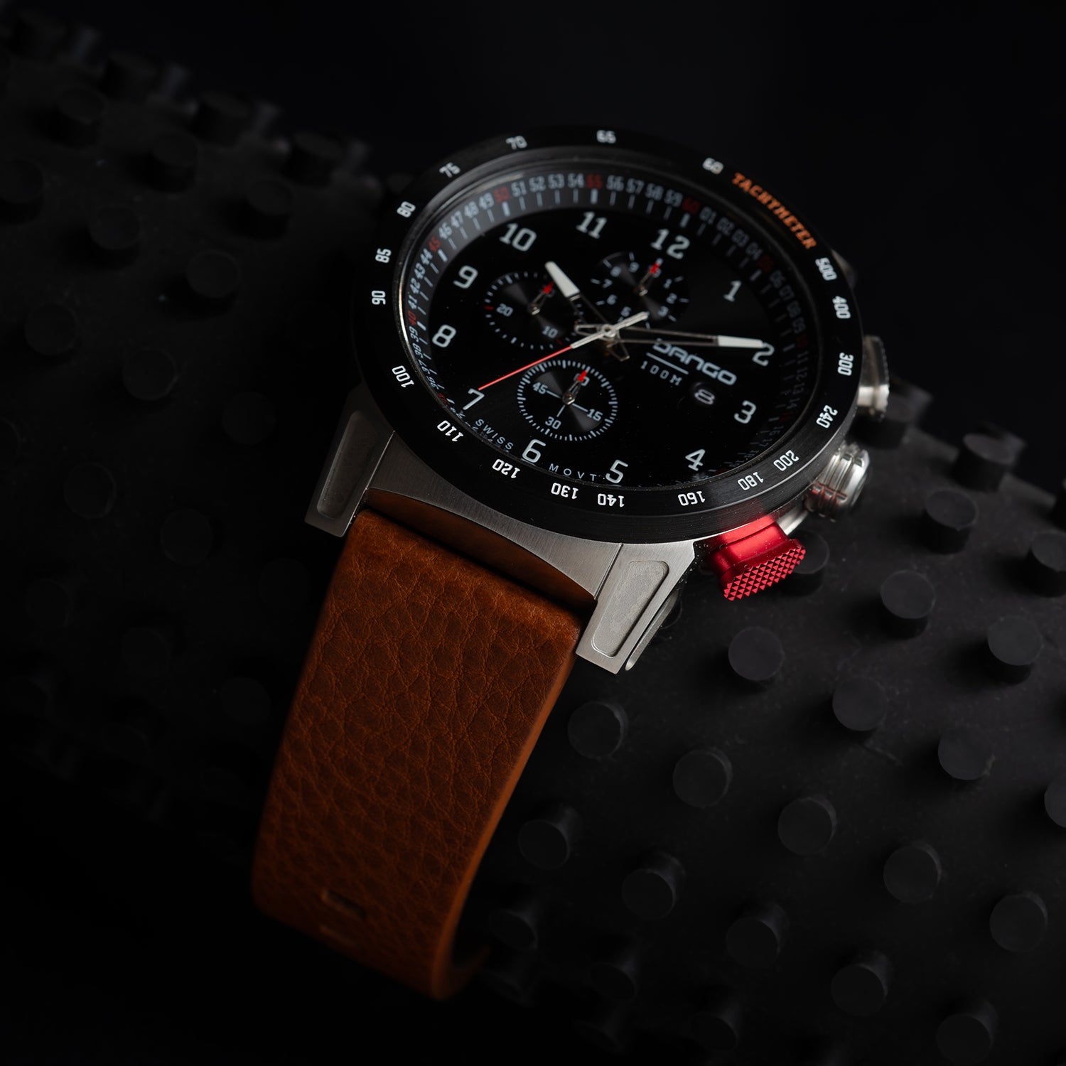 CR-01 - CHRONO WATCH WITH ITALIAN LEATHER STRAP - WHISKEY BROWN DangoProducts