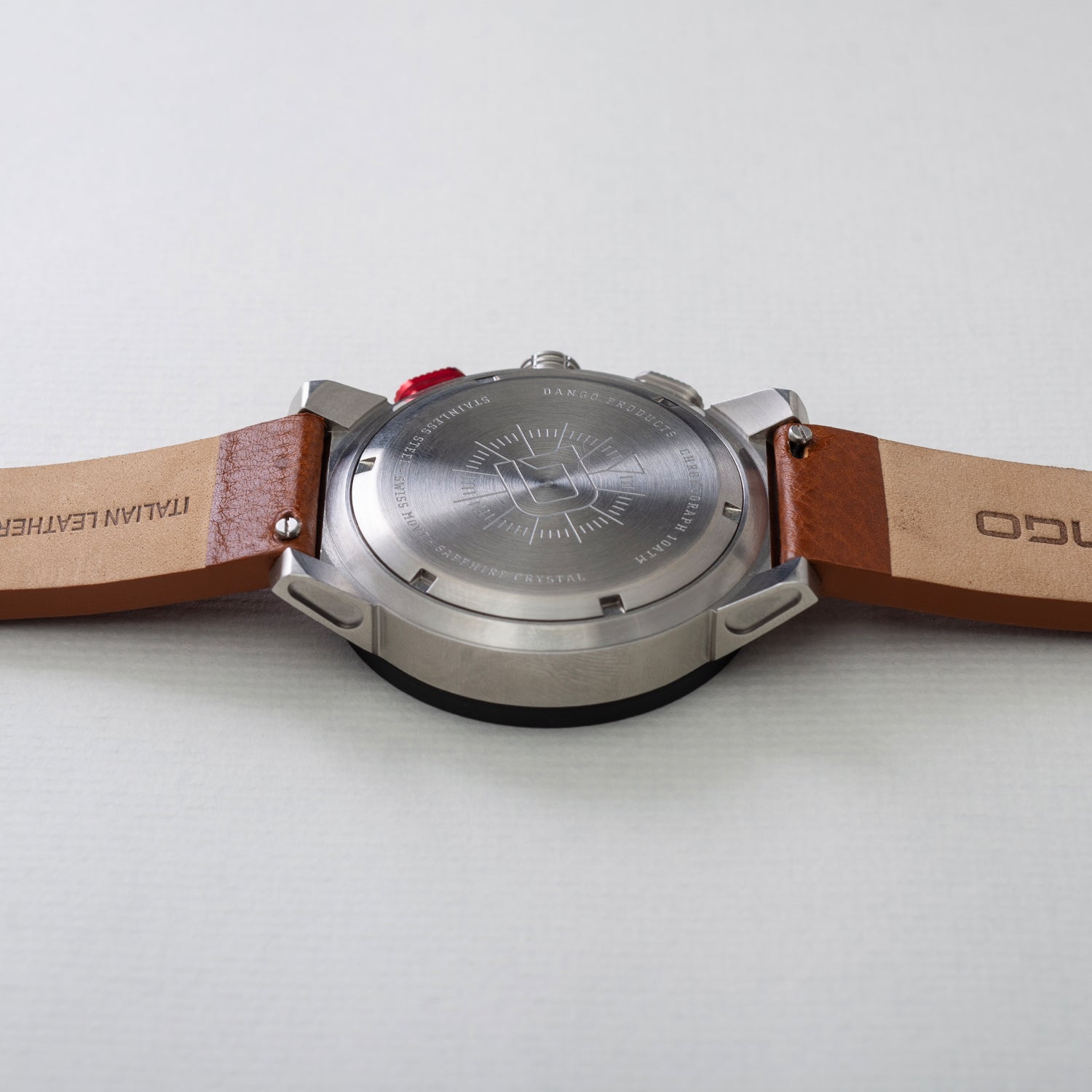 CR-01 - CHRONO WATCH WITH ITALIAN LEATHER STRAP - WHISKEY BROWN DangoProducts