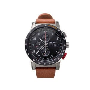 CR-01 - CHRONO WATCH WITH ITALIAN LEATHER STRAP - WHISKEY BROWN DangoProducts