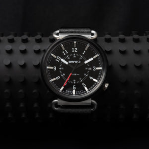 TK-01 - TREK WATCH WITH ITALIAN LEATHER STRAP - JET BLACK DangoProducts