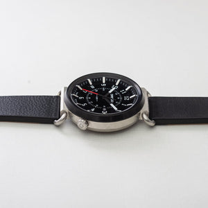 TK-01 - TREK WATCH WITH ITALIAN LEATHER STRAP - JET BLACK DangoProducts