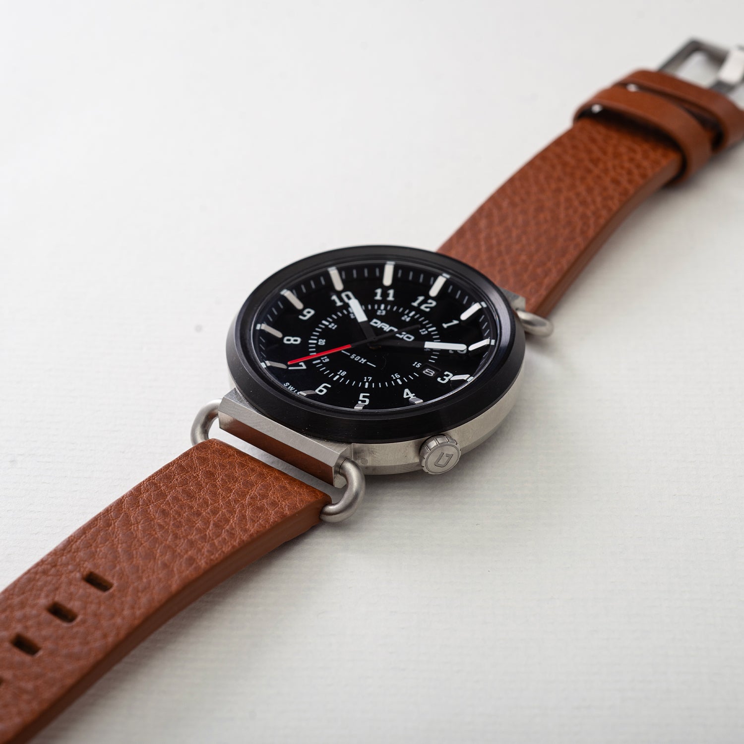 TK-01 - TREK WATCH WITH ITALIAN LEATHER STRAP - WHISKEY BROWN DangoProducts